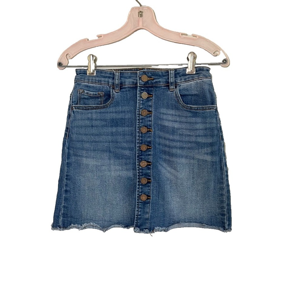 Retro Denim Jean Mini Skirt Blue 25" Western Country Music Festival Boho Classic